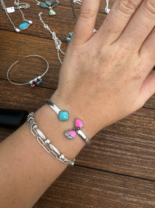 Whitewater turquoise and cotton candy floater cuff
