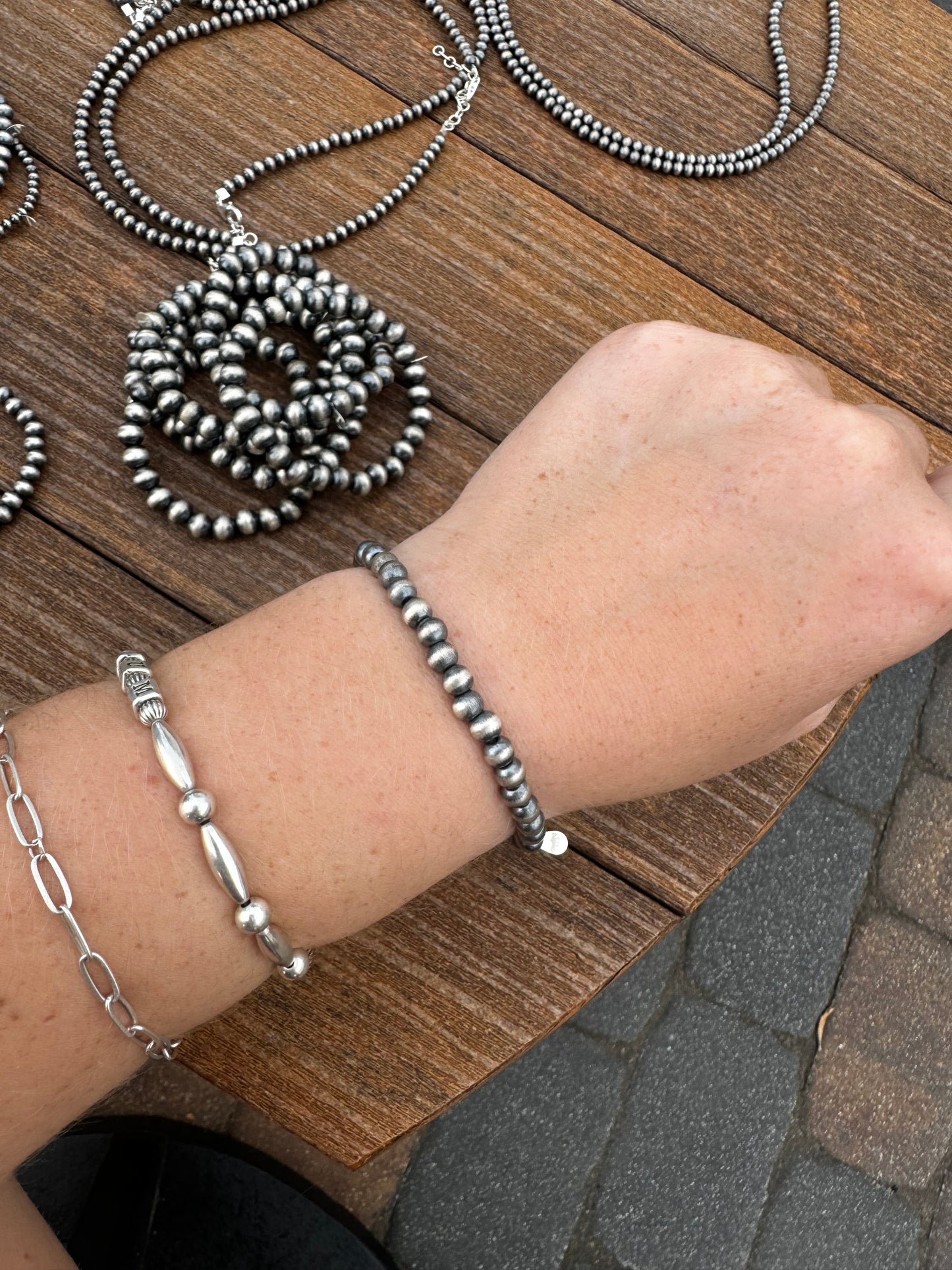 5mm sterling pearl stretch bracelet