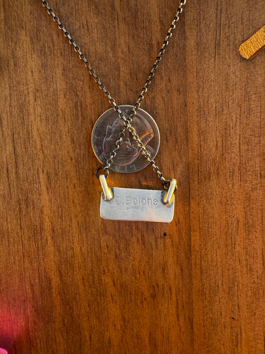 Native made Kingman turquoise bar necklace