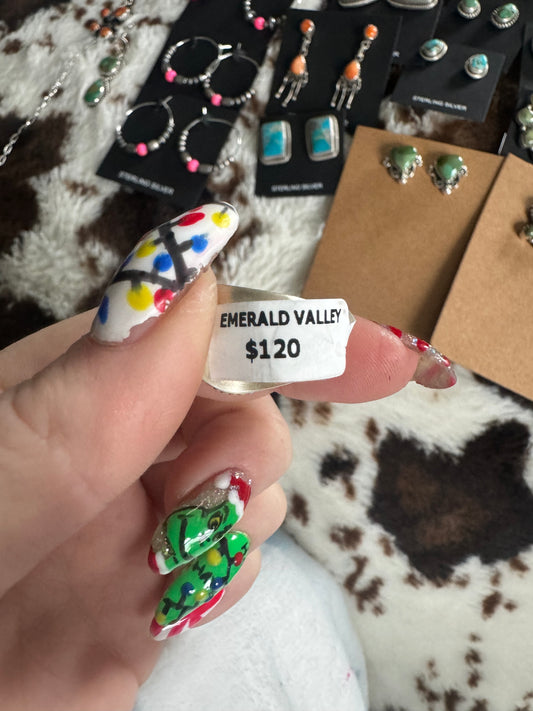 Sz 6 emerald valley turquoise cigar band ring