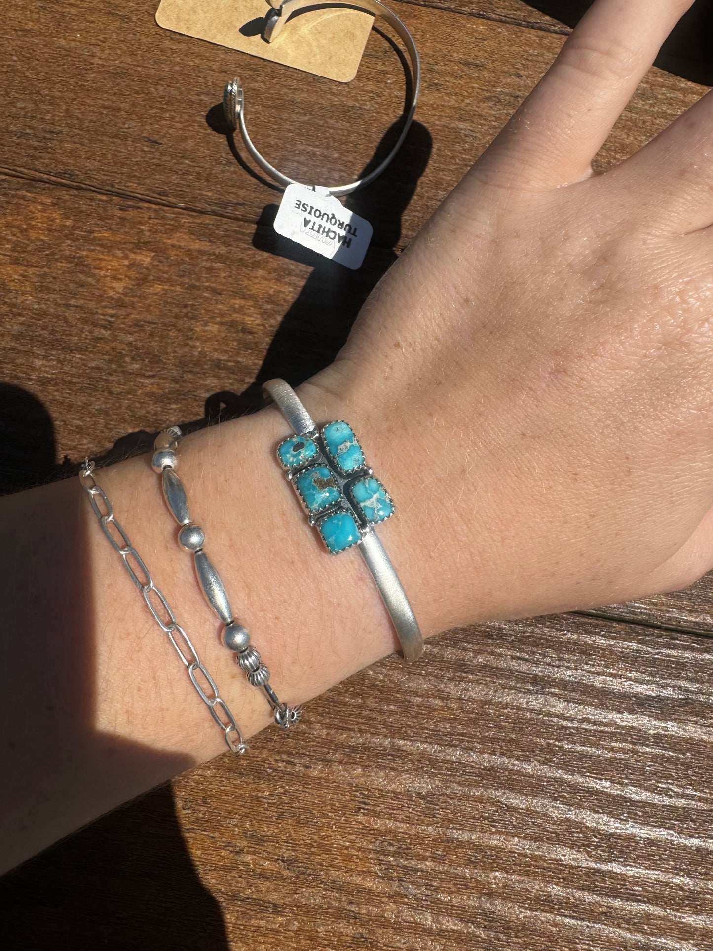 Whitewater turquoise bar cuff