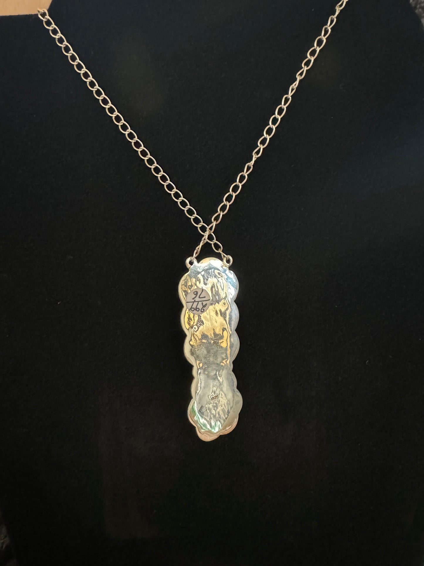 Golden hills turquoise 4 stone vertical drop necklace with silver work