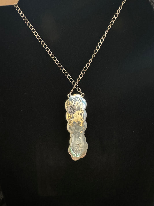 Golden hills turquoise 4 stone vertical drop necklace with silver work