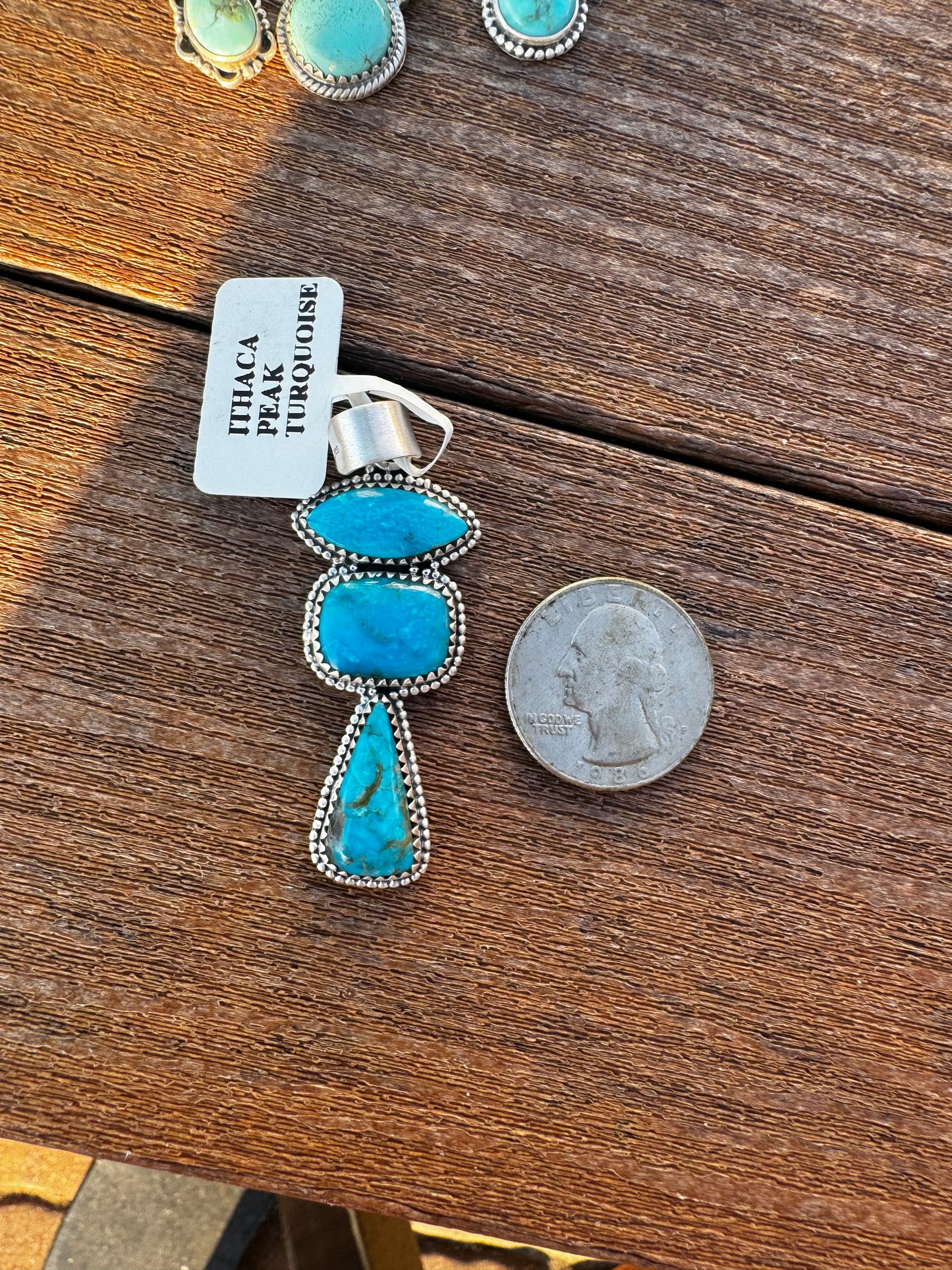 Ithica peak 3 stone turquoise pendant
