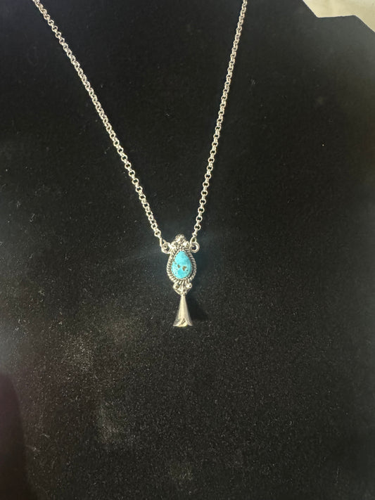 Dainty bluebird turquoise blossom necklace