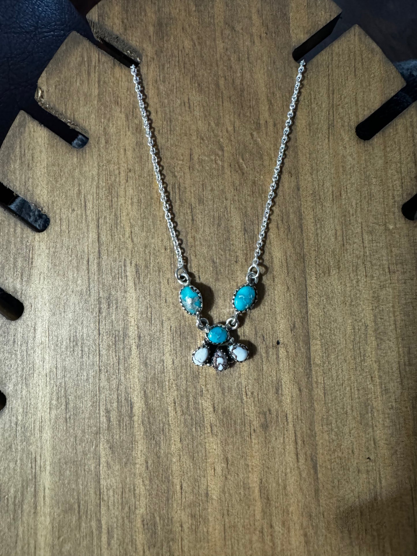Whitewater turquoise and wildhorse drop necklace