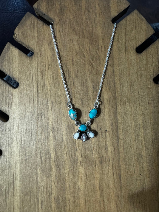 Whitewater turquoise and wildhorse drop necklace