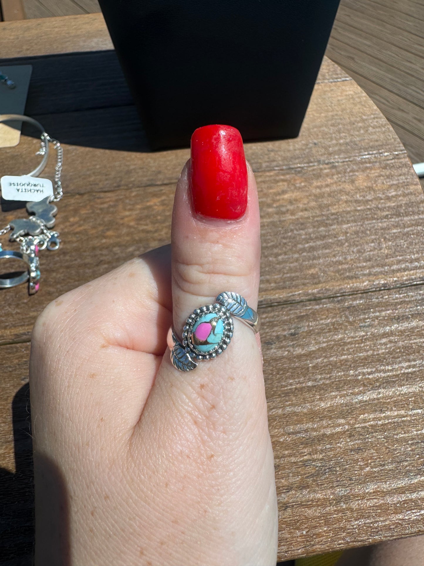 Cotton candy adjustable ring