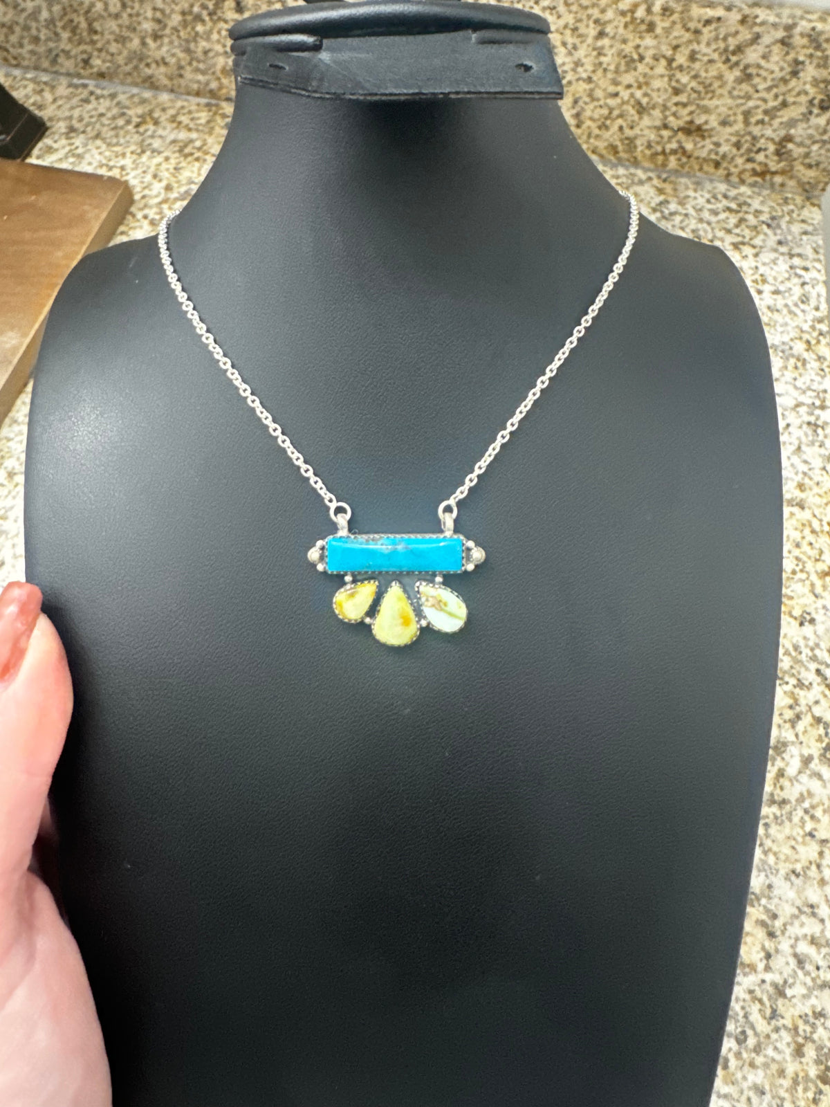 Palomino and turquoise bar necklace