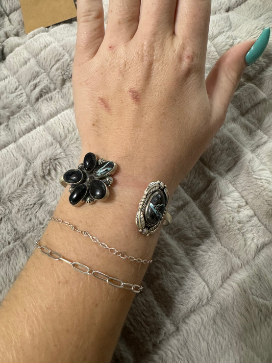 Blackjack turquoise floater cluster cuff