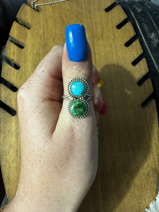 Sz 8 bluebird and Sonoran turquoise ring