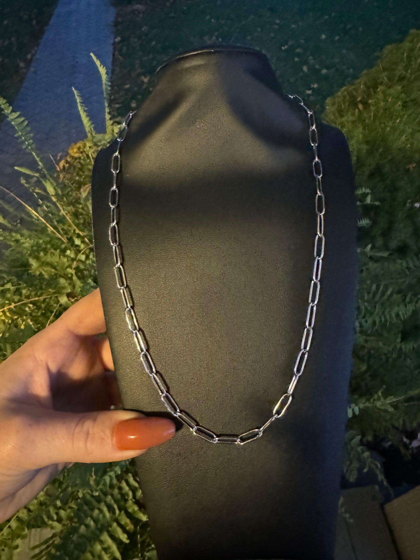 Stainless steel paperclip chain necklace