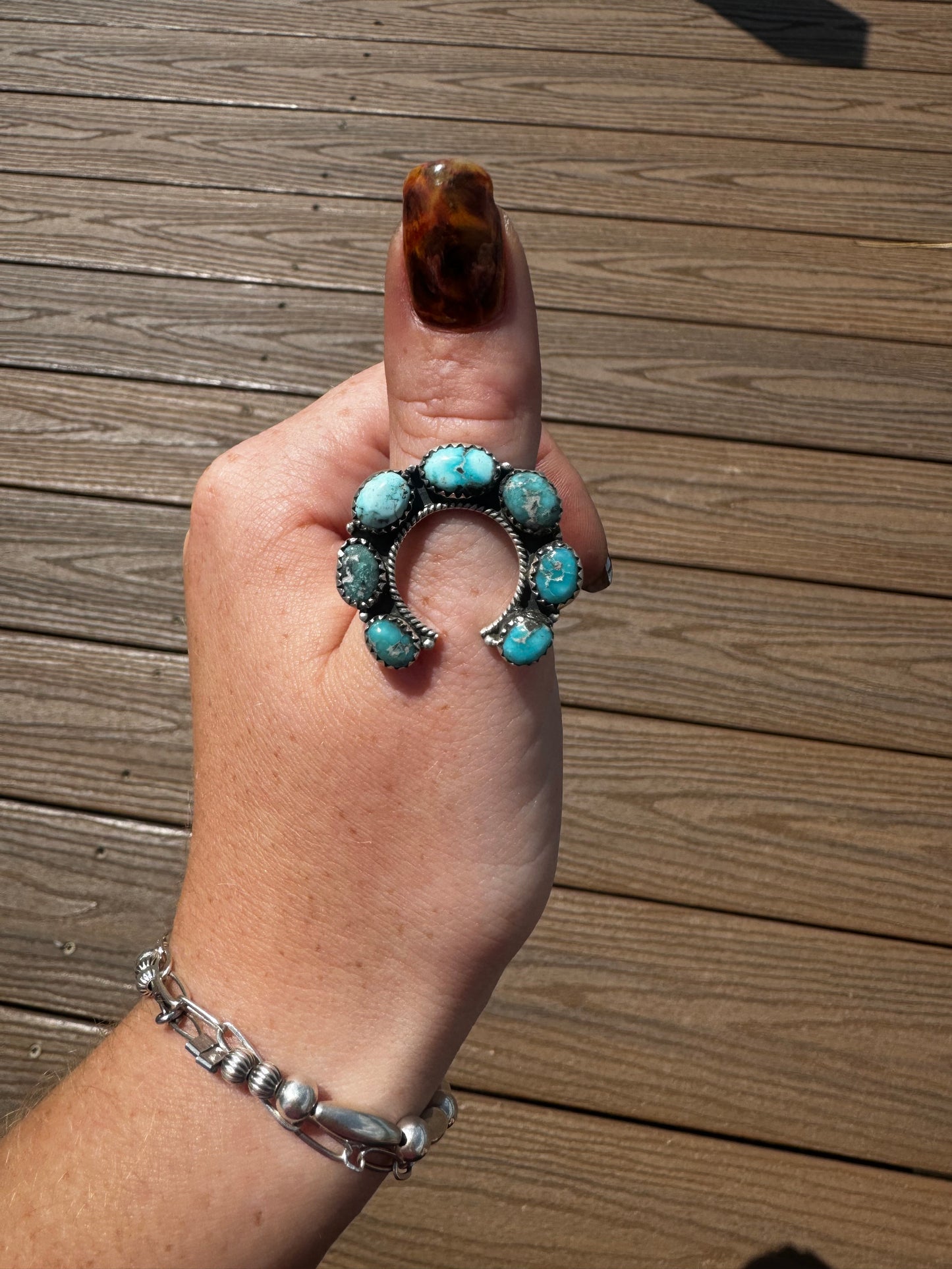 Whitewater turquoise adjustable Naja ring