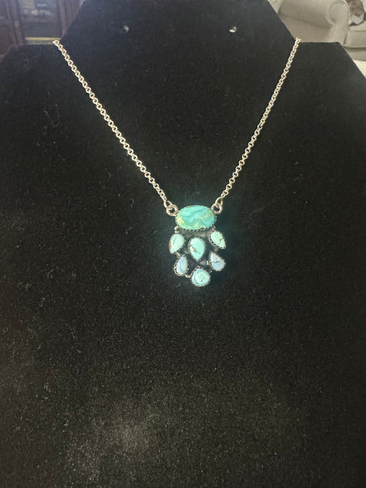 Golden hills turquoise and turquoise cluster necklace