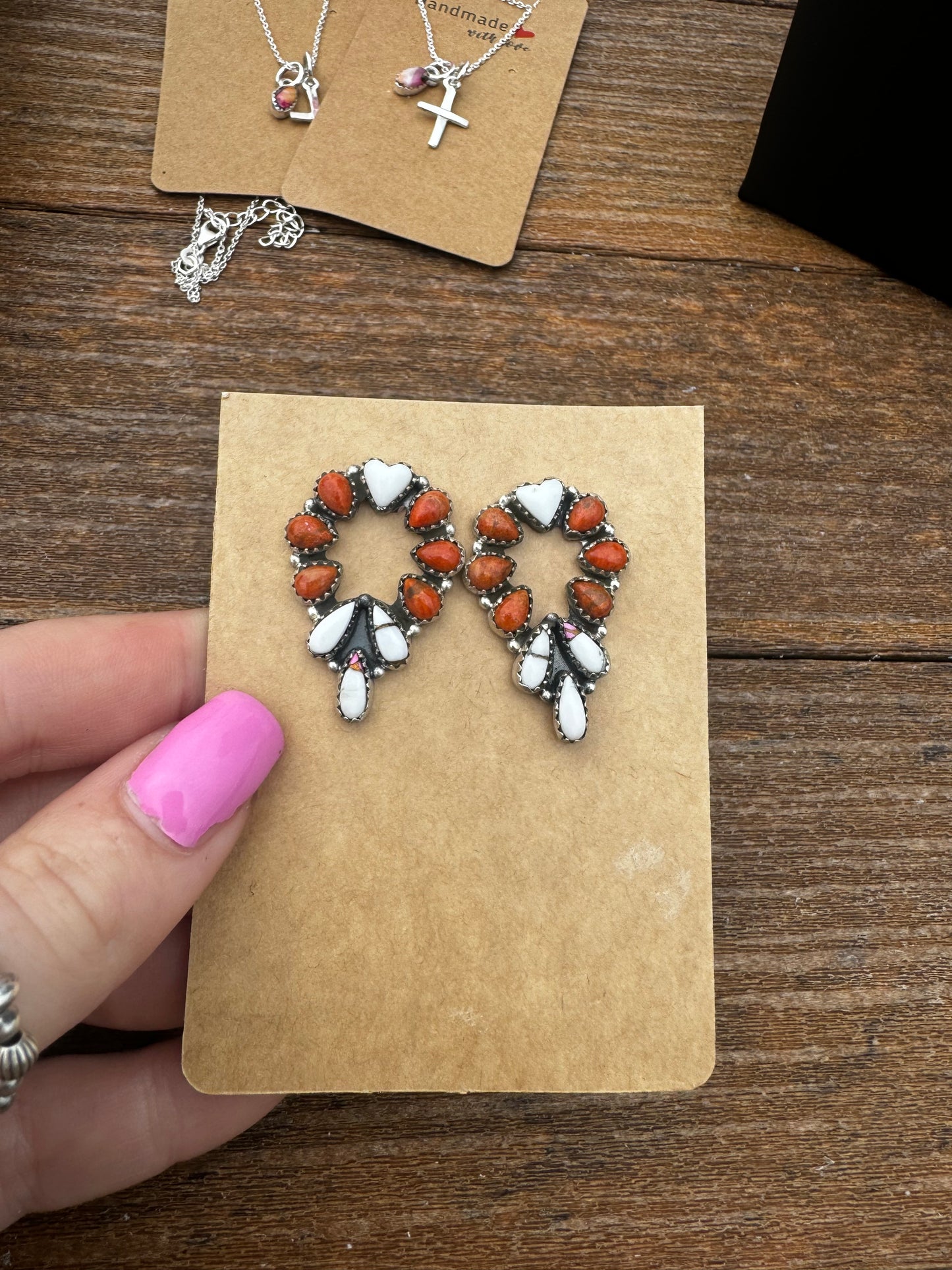 Cotton candy and orange Mojave stud earrings