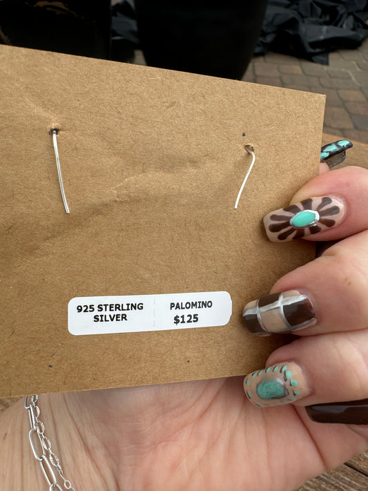 Saucer pearl and palomino loop earrings