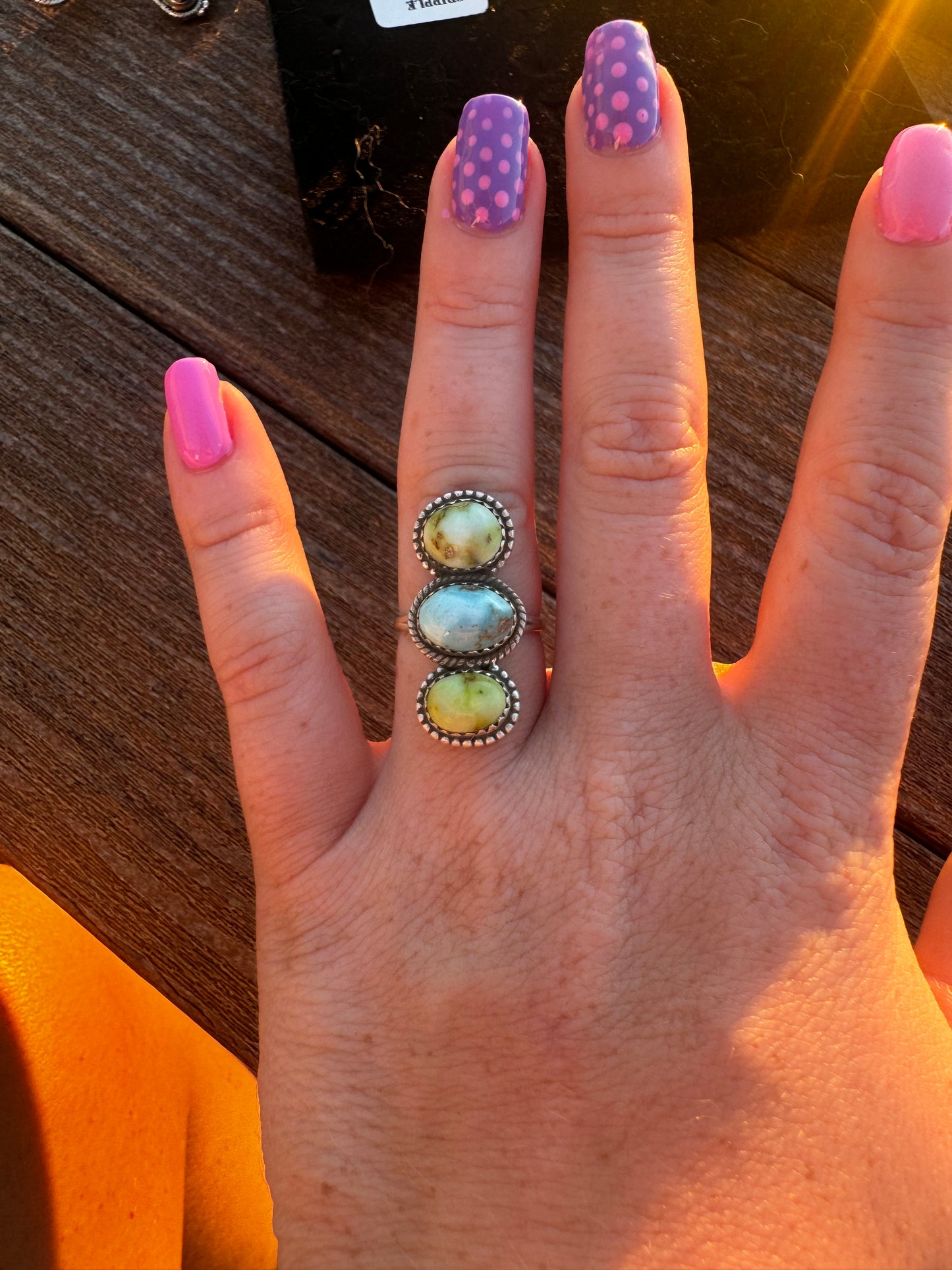 Golden hills turquoise and palomino sz 7 ring