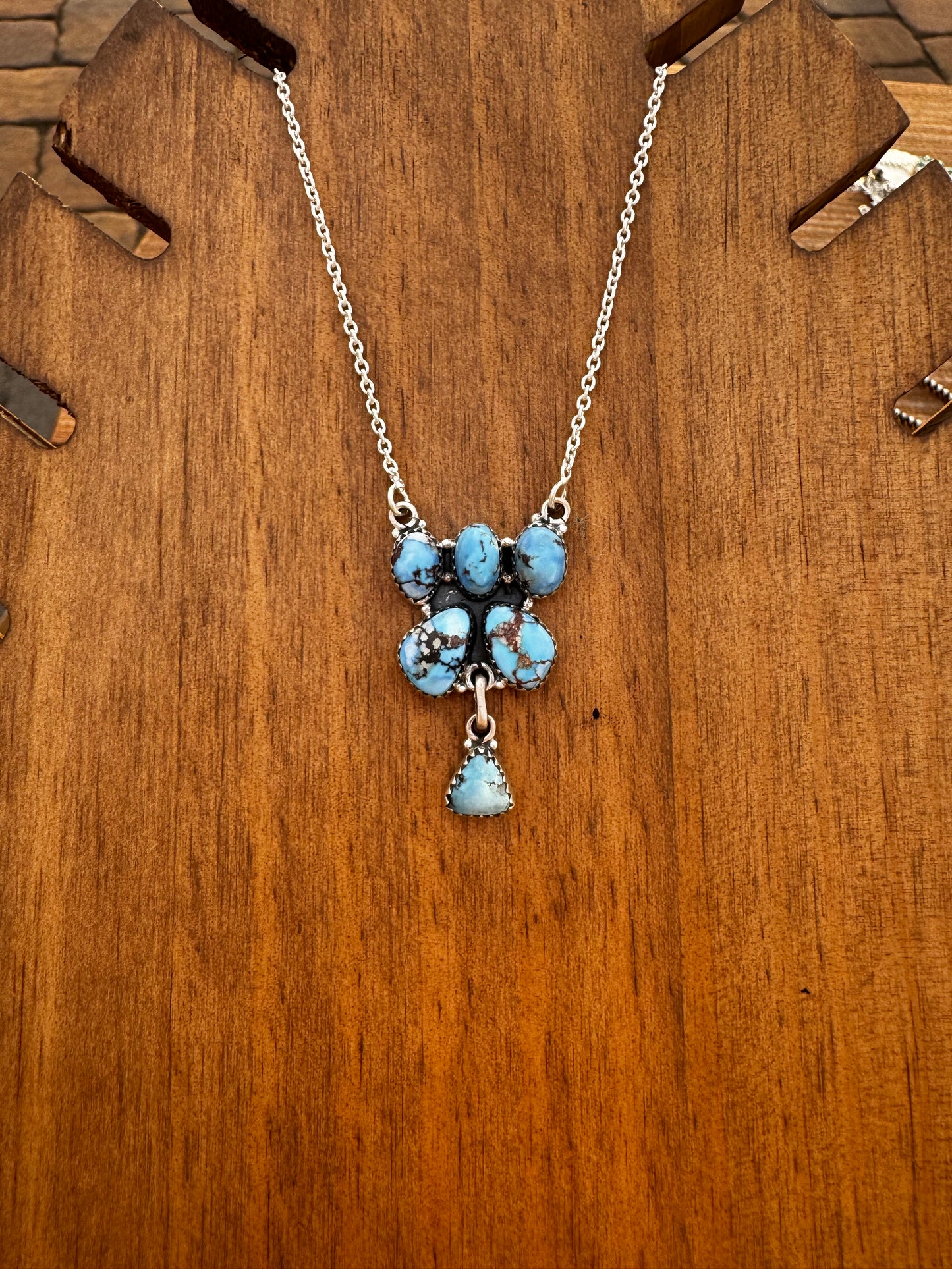 Golden hills turquoise bar with drop necklace