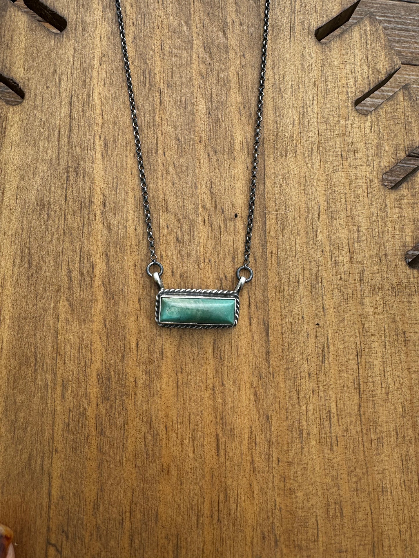 Native made Kingman turquoise bar necklace