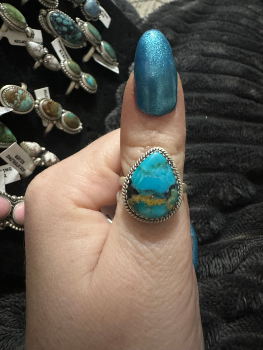 Blackjack Mojave turquoise adjustable teardrop ring