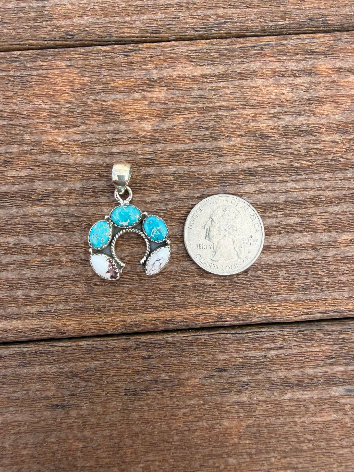 Whitewater turquoise and wild horse naja pendant