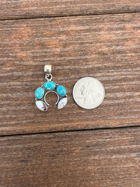 Whitewater turquoise and wild horse naja pendant
