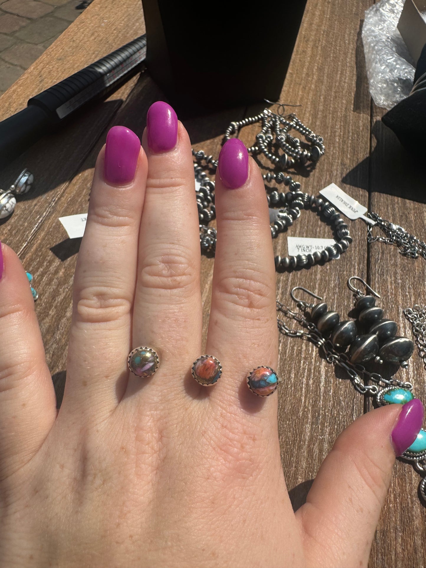 Double finger adjustable pink dahlia ring