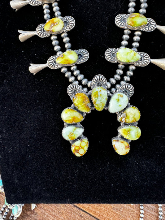Palomino turquoise squash blossom
