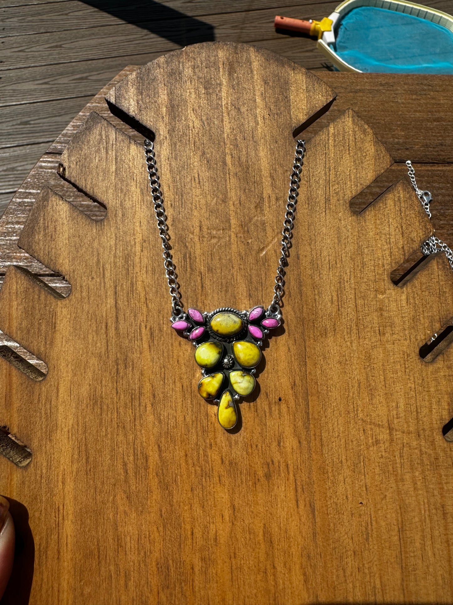 Palomino and cotton candy cluster necklace