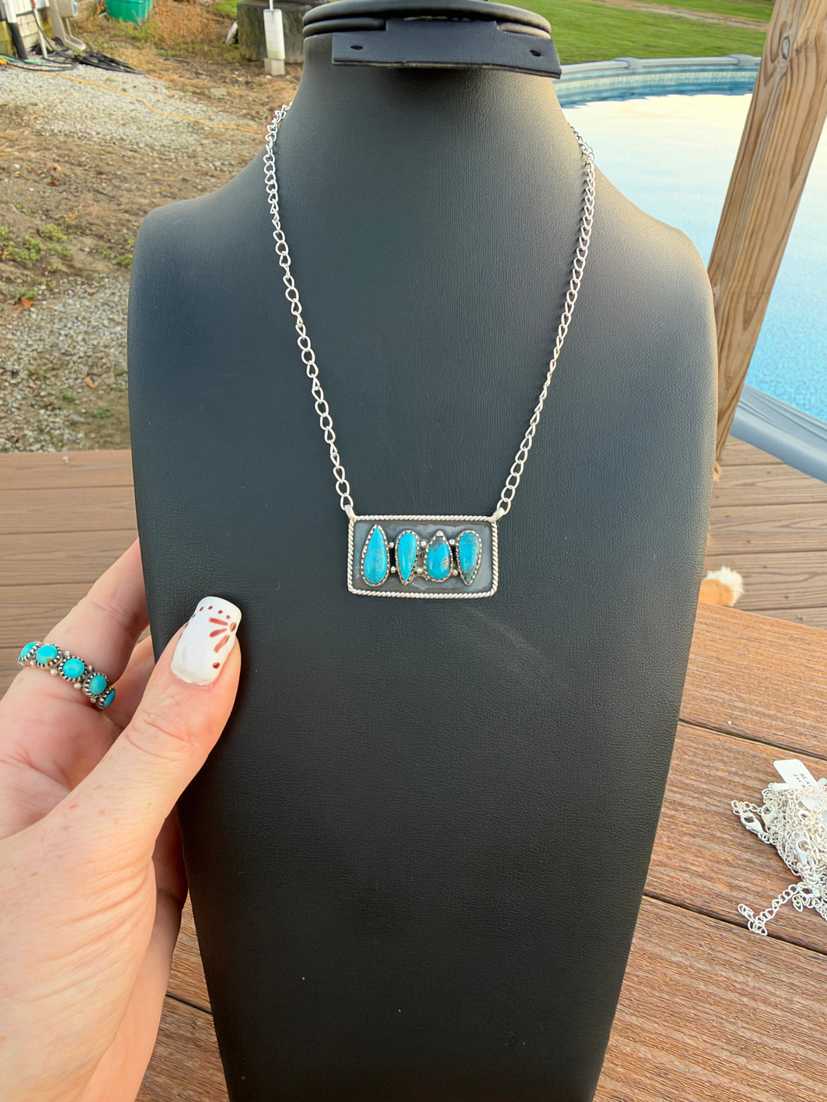 Kingman turquoise bar necklace
