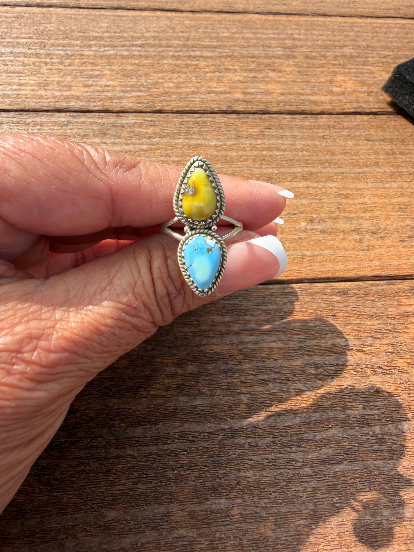 Sz 6 golden hills turquoise and palomino ring