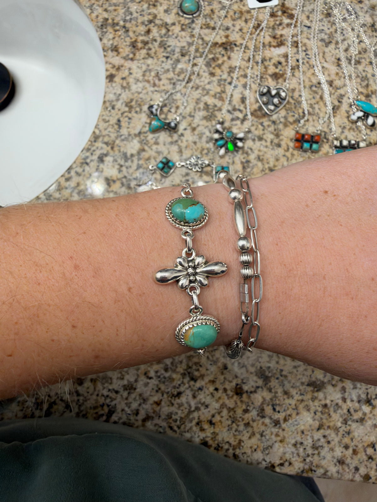 Kingman turquoise chain bracelet