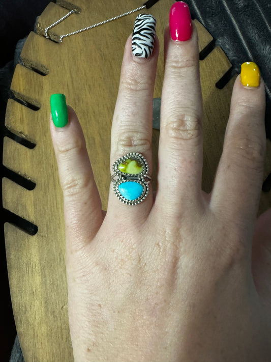Sz 7 blue bird turquoise and palomino