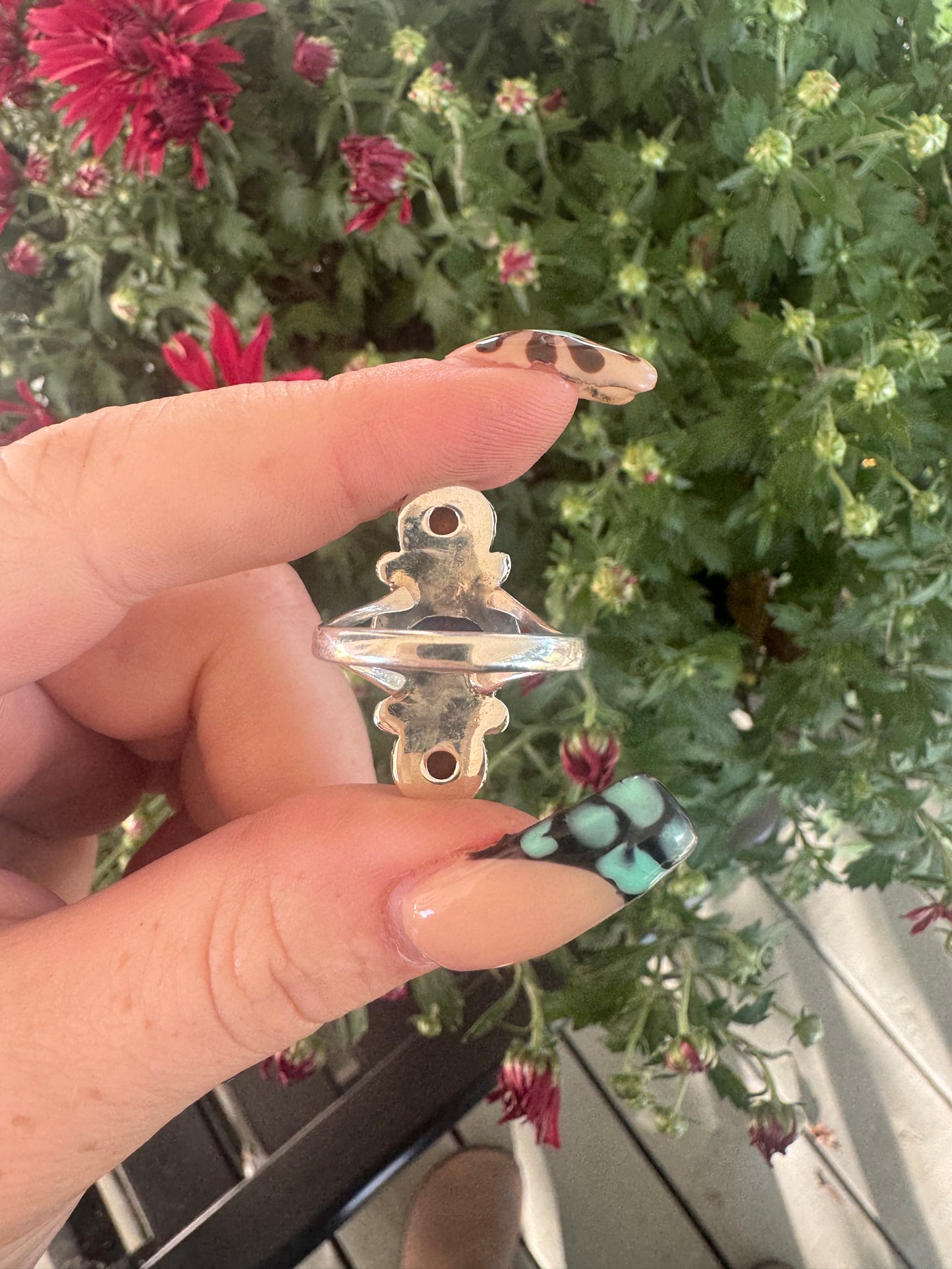 Sz 9 Orange Mojave and purple Mojave ring