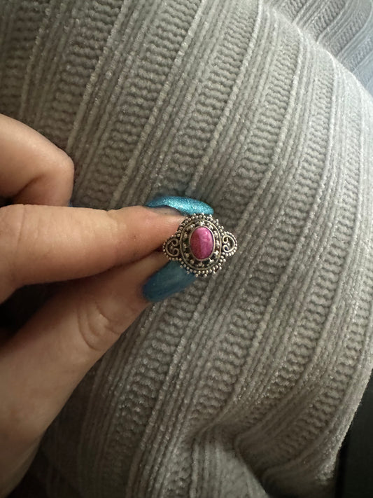 Sz 7 pink dahlia small round ring
