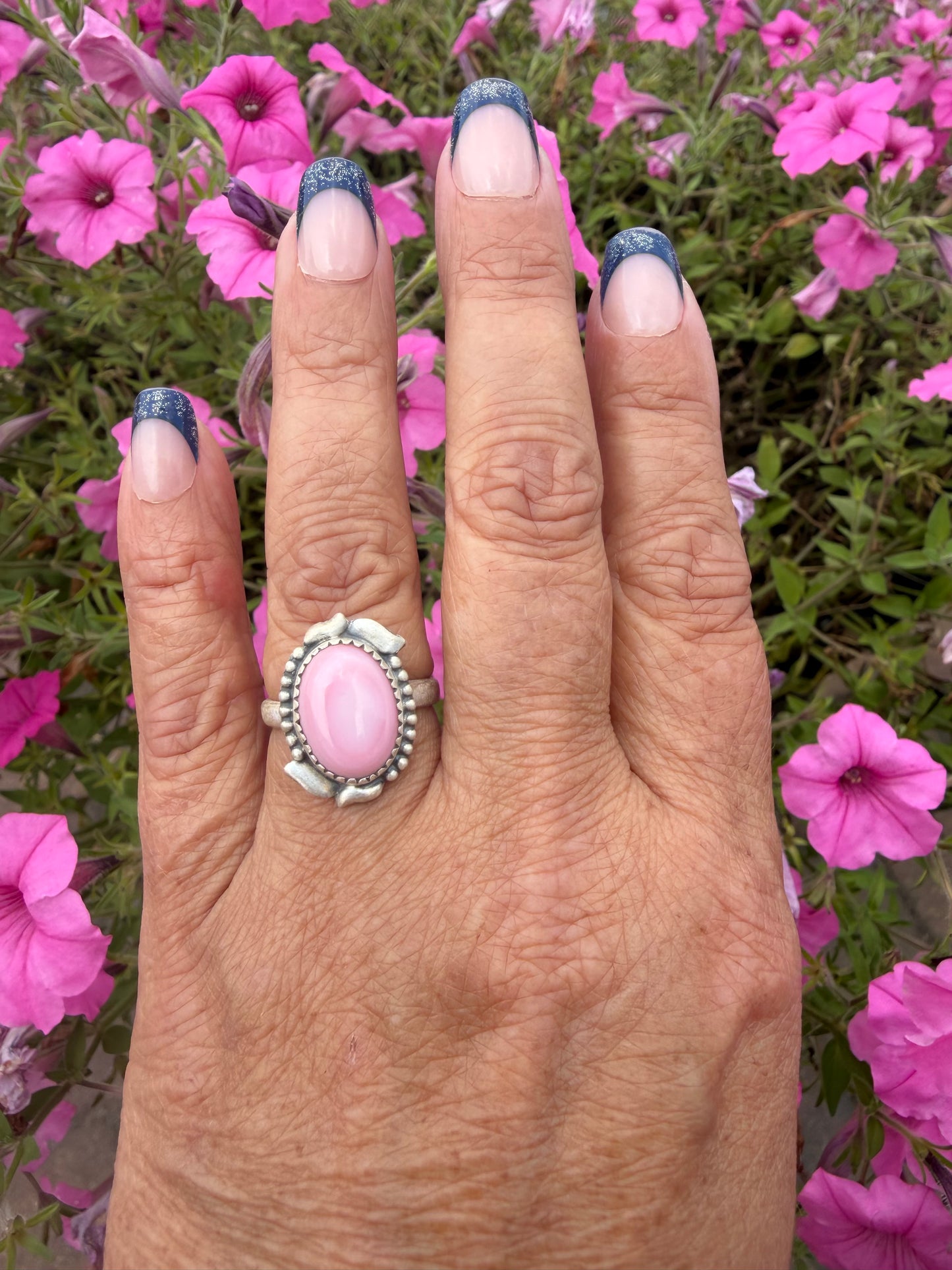 Pink conch adjustable ring
