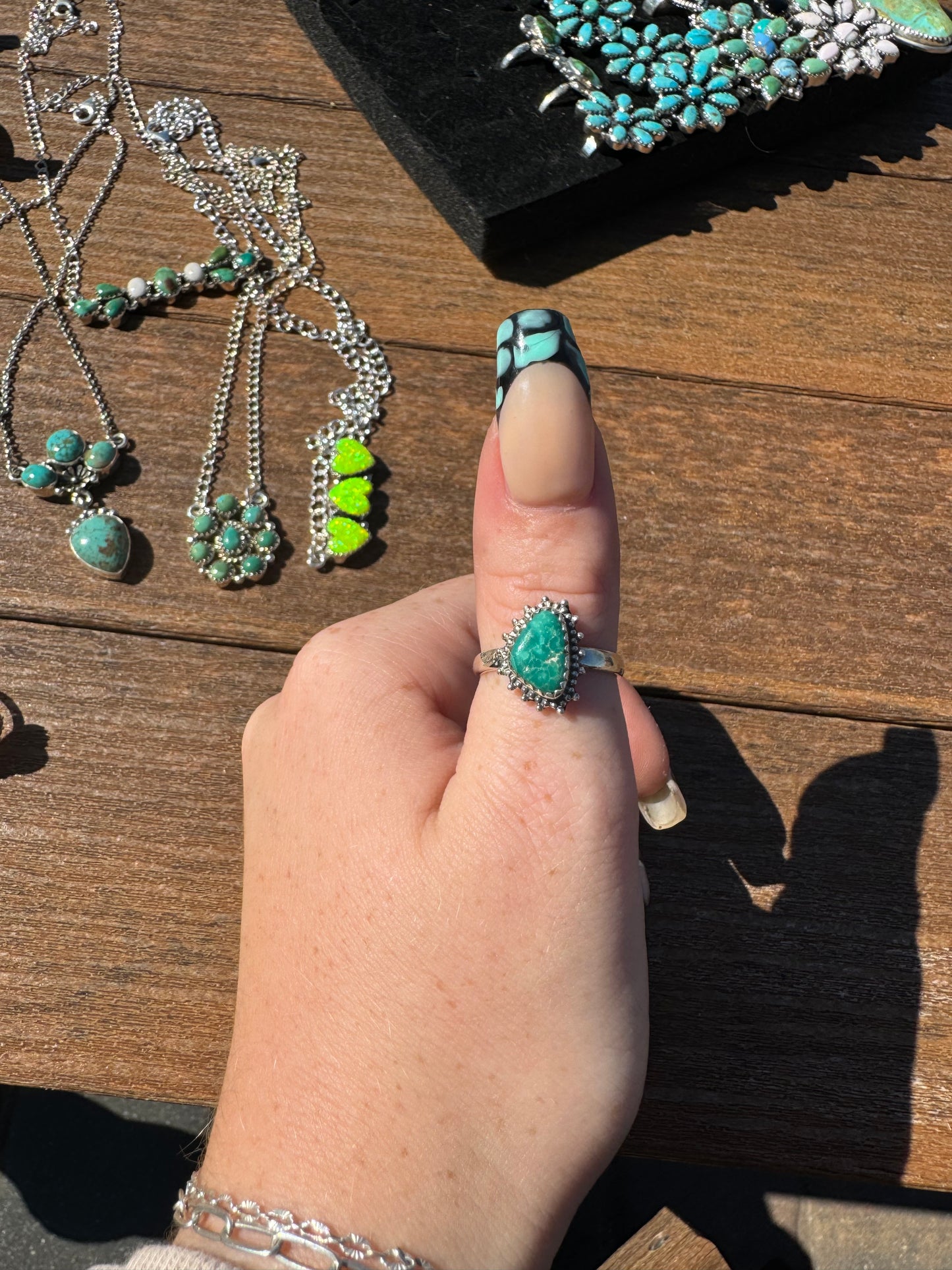 Sz 8 emerald valley turquoise ring