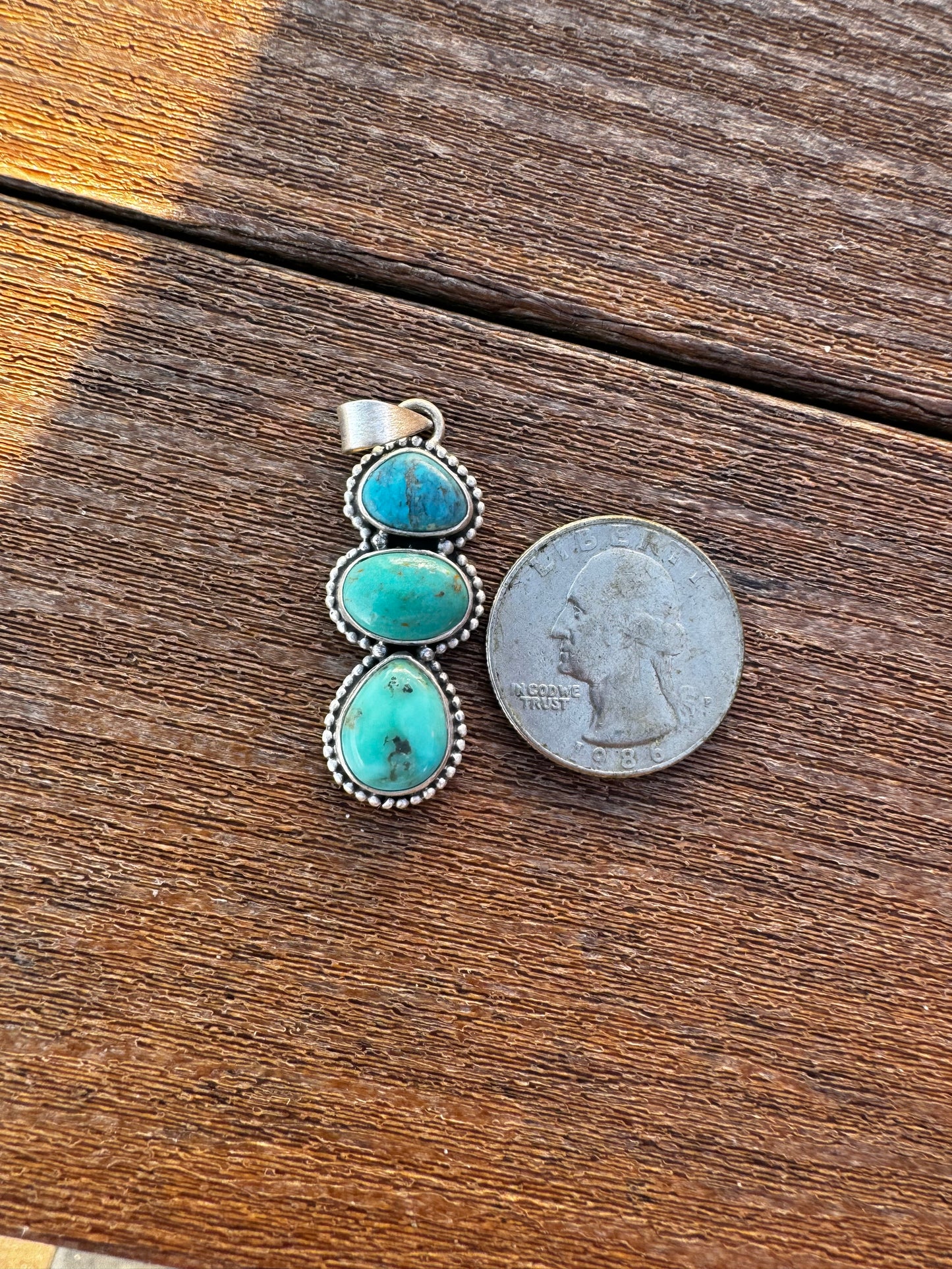 Turquoise 3 stone pendant