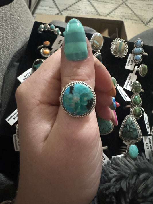 Blackjack Mojave turquoise round ring adjustable