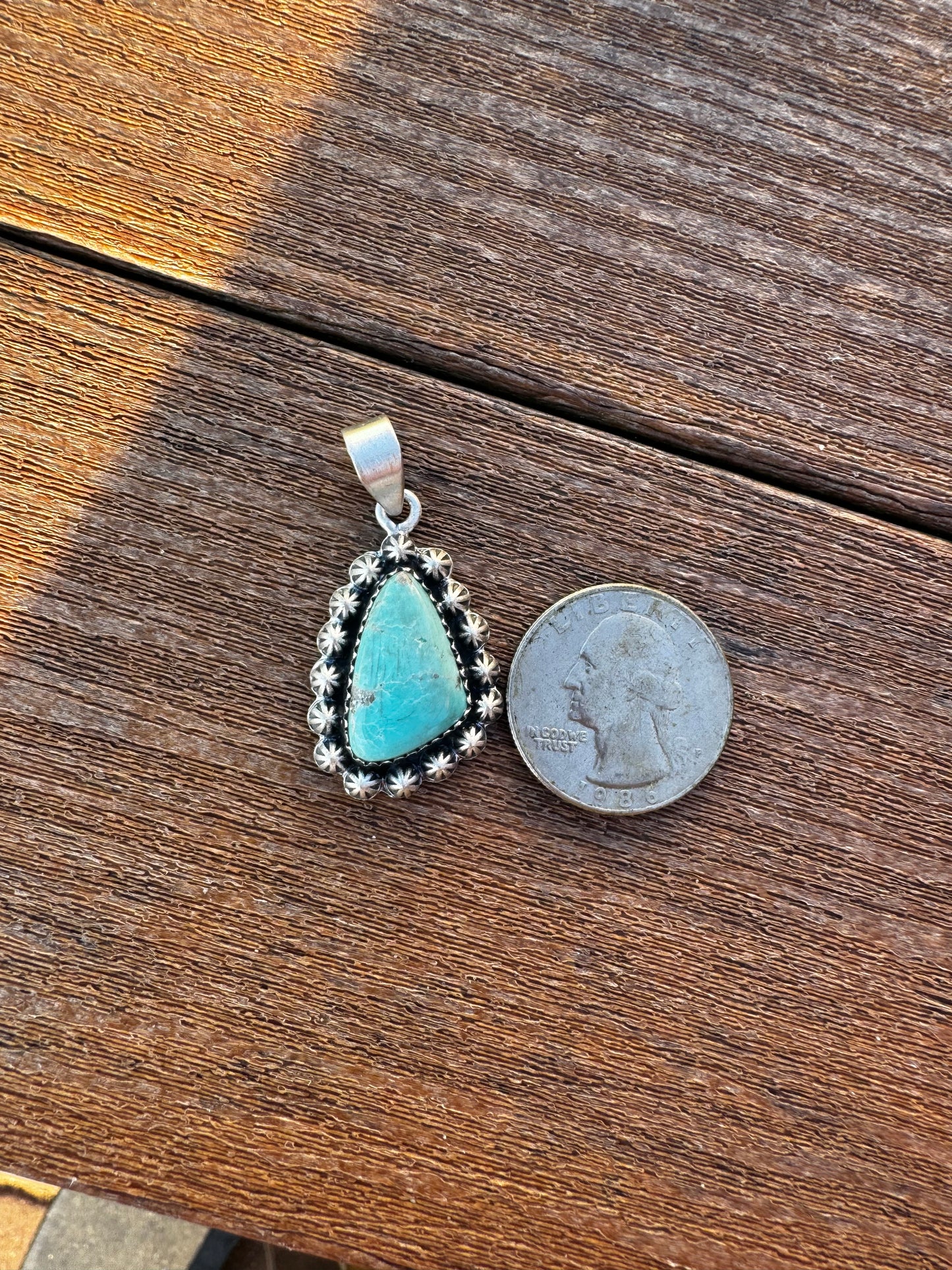 Royston turquoise with beadwork pendant