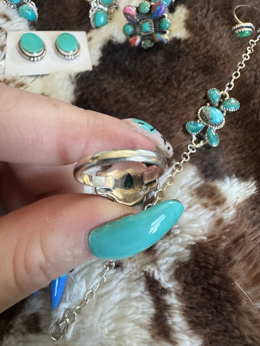 Sz 8 turquoise teardrop ring