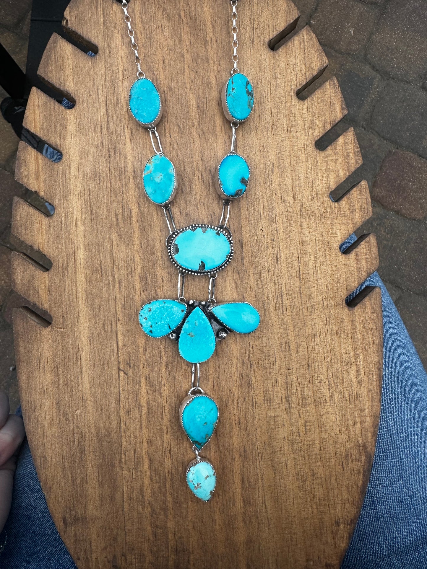 Massive Kingman turquoise  lariat necklace