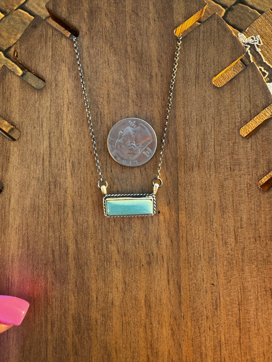 Native made Kingman turquoise bar necklace