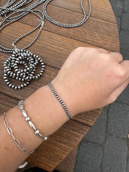 3mm sterling pearl stretch bracelet