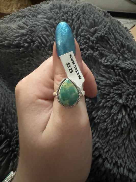 Teardrop adjustable turquoise ring