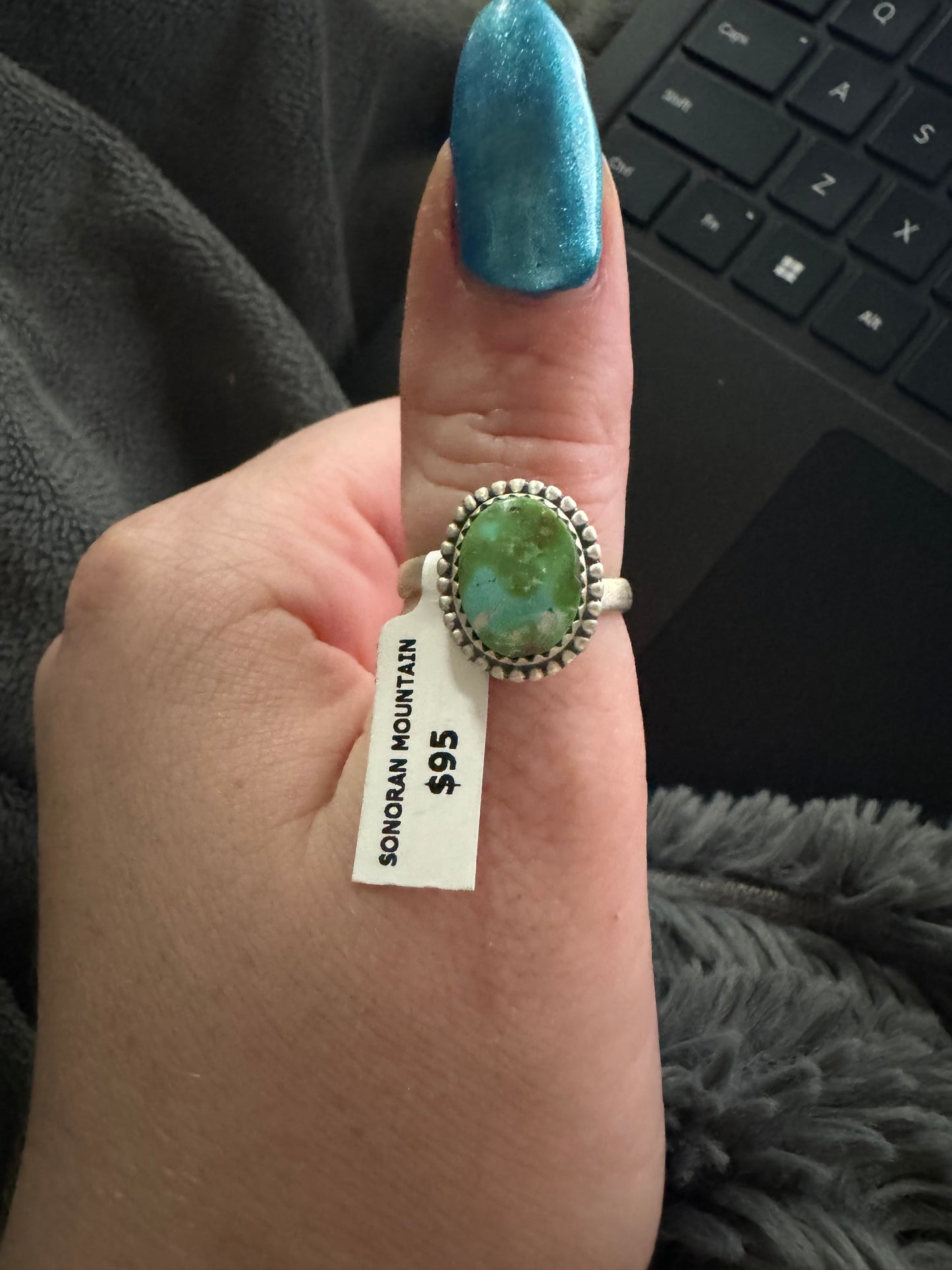 Sonoran mountain turquoise round adjustable ring