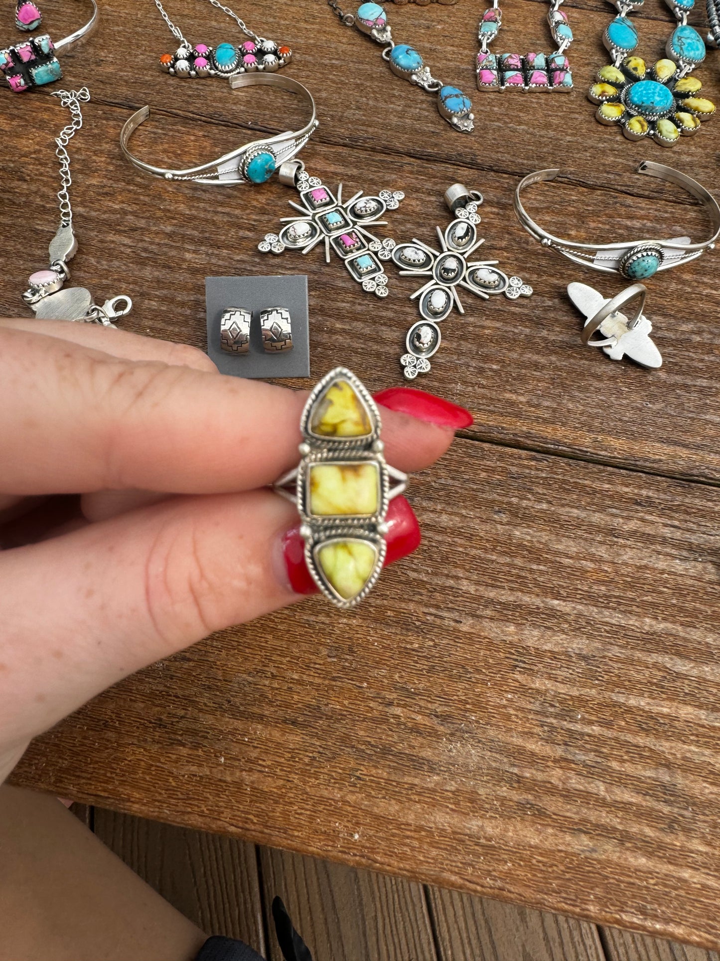 Sz 6 3 stone palomino ring