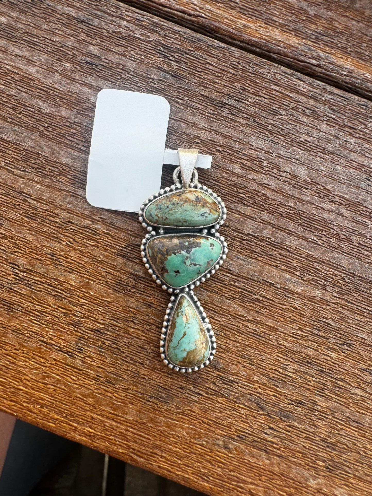 3 stone cripple creek turquoise pendant