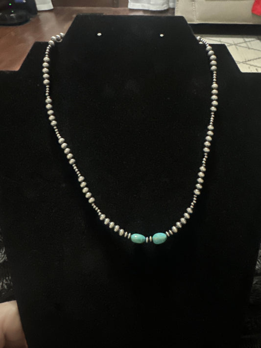 Graduated 2-4mm pearls with turquoise chunk