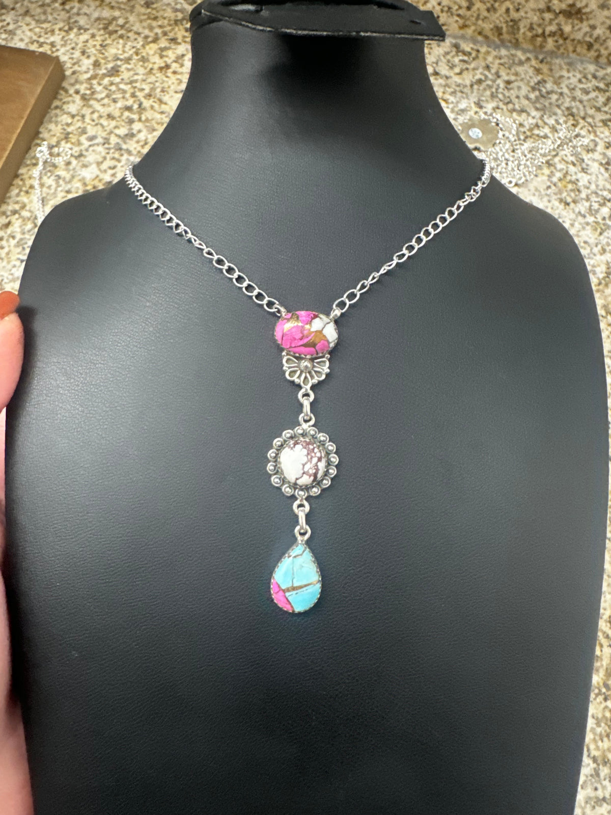 Wild horse and cotton candy drop necklace